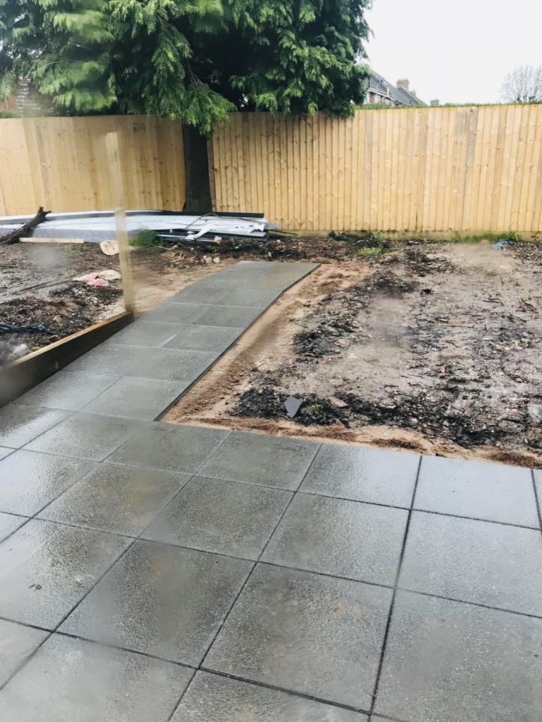 Patio slabs laid at Heron's View in Shirley